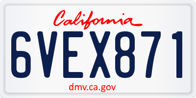 CA license plate 6VEX871