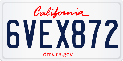 CA license plate 6VEX872