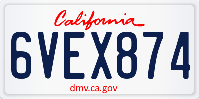 CA license plate 6VEX874