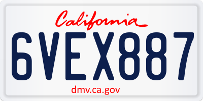 CA license plate 6VEX887