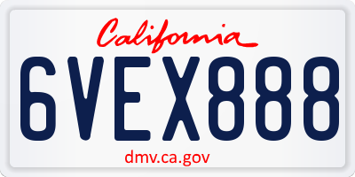 CA license plate 6VEX888