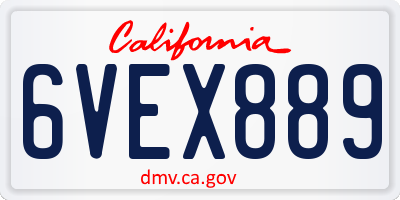 CA license plate 6VEX889