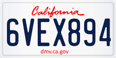 CA license plate 6VEX894
