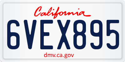CA license plate 6VEX895