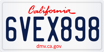 CA license plate 6VEX898
