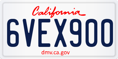 CA license plate 6VEX900