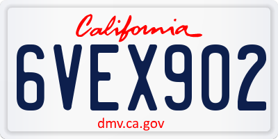 CA license plate 6VEX902