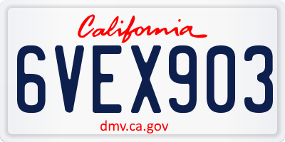 CA license plate 6VEX903