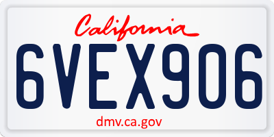 CA license plate 6VEX906