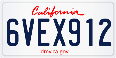 CA license plate 6VEX912