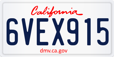 CA license plate 6VEX915