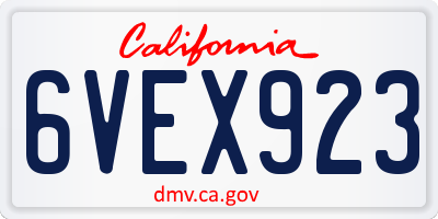 CA license plate 6VEX923
