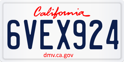 CA license plate 6VEX924