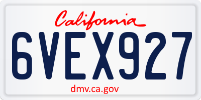 CA license plate 6VEX927