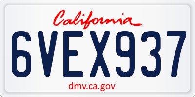 CA license plate 6VEX937