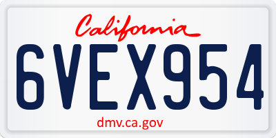 CA license plate 6VEX954