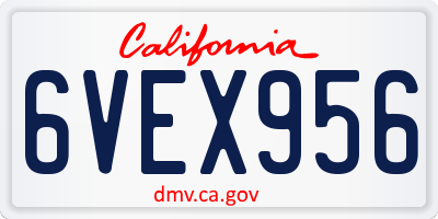 CA license plate 6VEX956