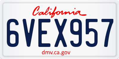 CA license plate 6VEX957