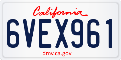 CA license plate 6VEX961