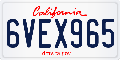 CA license plate 6VEX965