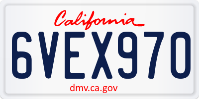 CA license plate 6VEX970