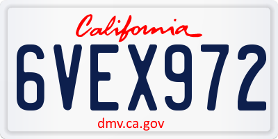 CA license plate 6VEX972