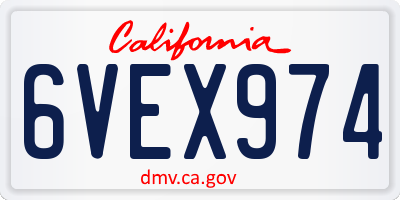 CA license plate 6VEX974