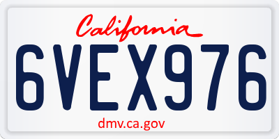 CA license plate 6VEX976
