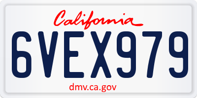 CA license plate 6VEX979