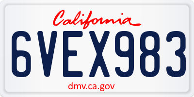 CA license plate 6VEX983