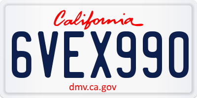 CA license plate 6VEX990
