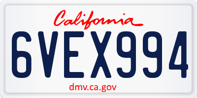 CA license plate 6VEX994