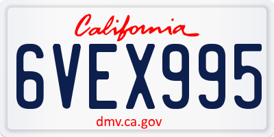 CA license plate 6VEX995