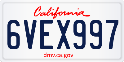 CA license plate 6VEX997