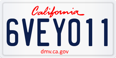 CA license plate 6VEY011