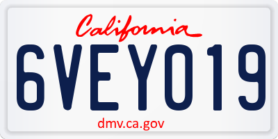 CA license plate 6VEY019