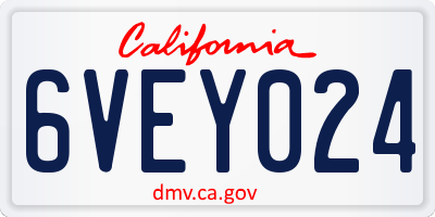 CA license plate 6VEY024