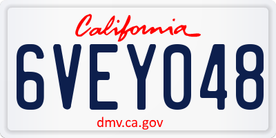 CA license plate 6VEY048