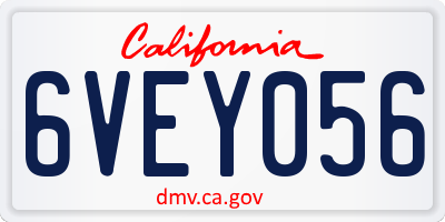 CA license plate 6VEY056