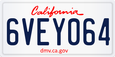 CA license plate 6VEY064