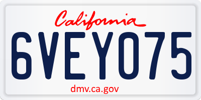 CA license plate 6VEY075