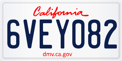 CA license plate 6VEY082