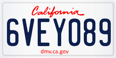 CA license plate 6VEY089