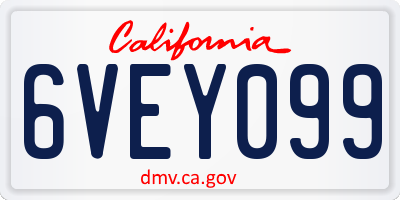 CA license plate 6VEY099