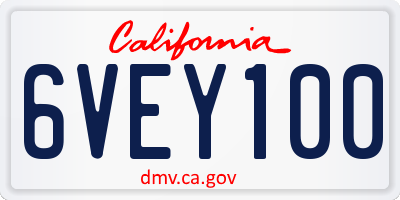CA license plate 6VEY100