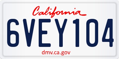 CA license plate 6VEY104
