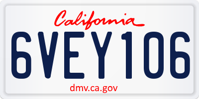 CA license plate 6VEY106