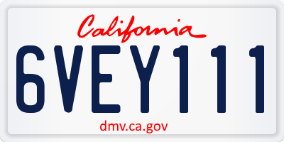 CA license plate 6VEY111
