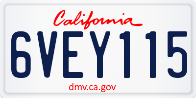 CA license plate 6VEY115