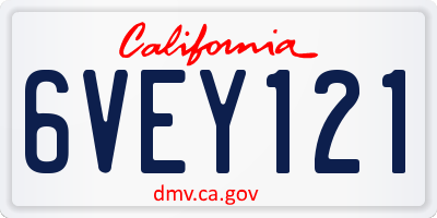 CA license plate 6VEY121